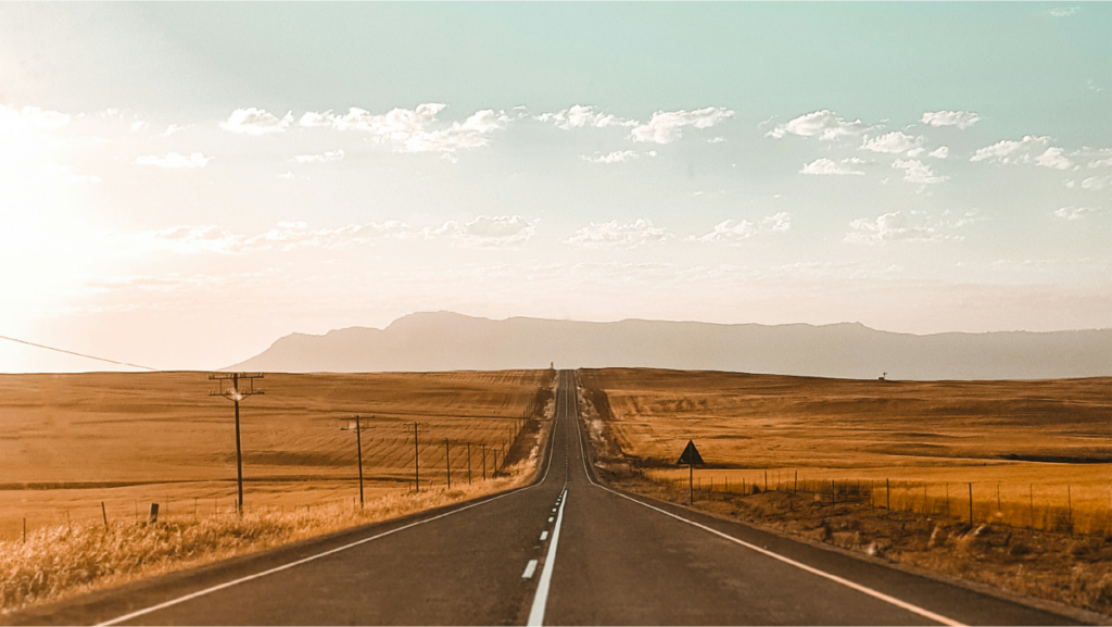 A long road symbolizing the journey toward digital transformation in finance.