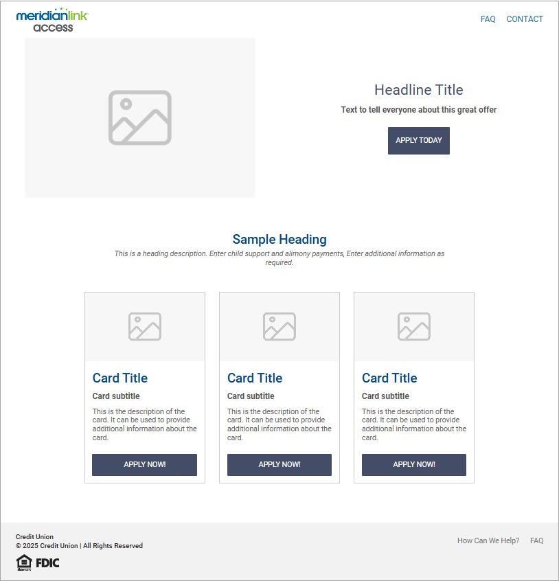 MeridianLink Access Landing Page Template screenshot
