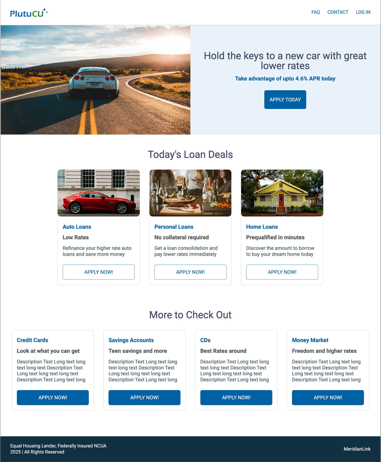 MeridianLink Access Landing Page Design screenshot