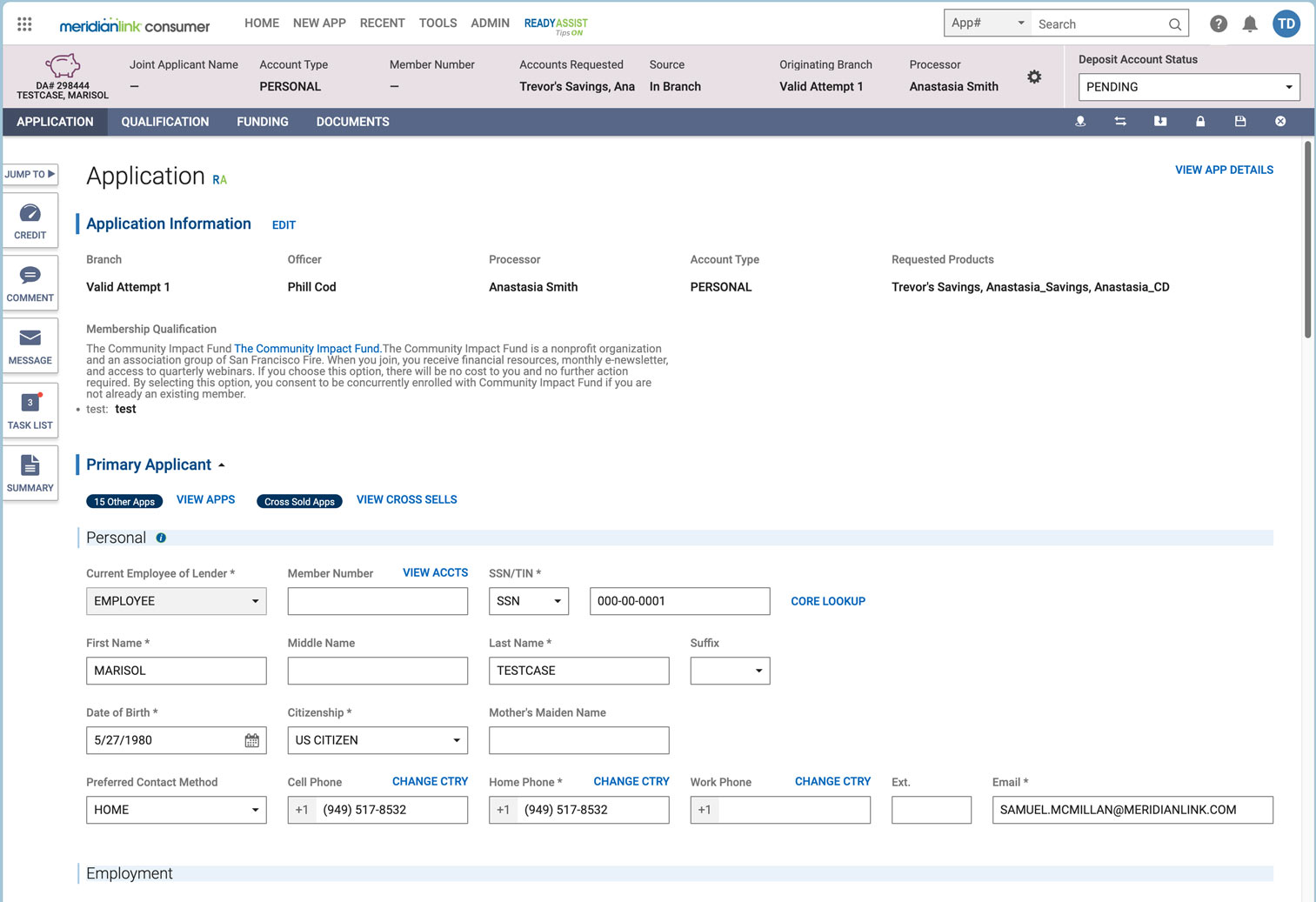 MeridianLink Consumer App Type Color Code example screenshot 4