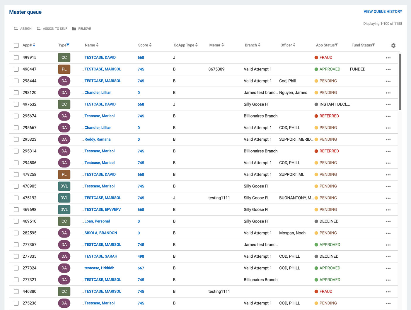 MeridianLink Consumer App Type Color Code example screenshot 6